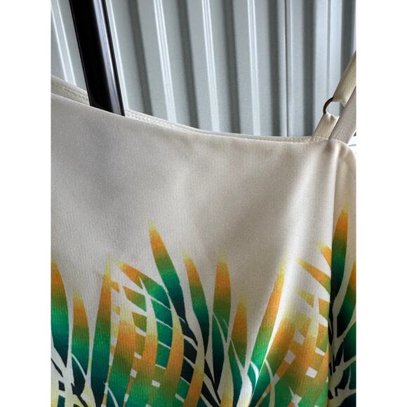 Calvin Klein one shoulder blouson dress palm leaves S - Picture 5 of 12